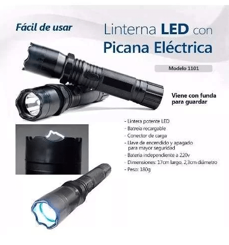 Macadán humor Altitud Linterna LED DOBLE FUNCIÓN - CON PICANA ELECTRICA - Recargable - Defensa  Personal😁 - LyS Electro Hogar